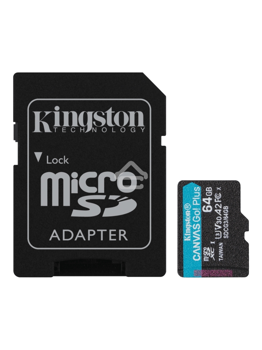 Флеш карта Kingston 64GB microSDXC Canvas Go Plus 170R A2 U3 V30 Card + ADP EAN: 740617301045