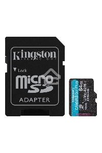 Флеш карта Kingston 64GB microSDXC Canvas Go Plus 170R A2 U3 V30 Card + ADP EAN: 740617301045