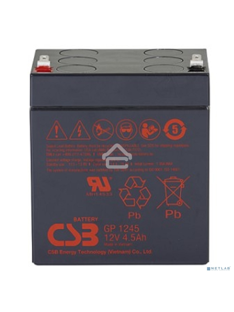 Батарея CSB GP 1245 (12V, 4.5Ah) клемма F1