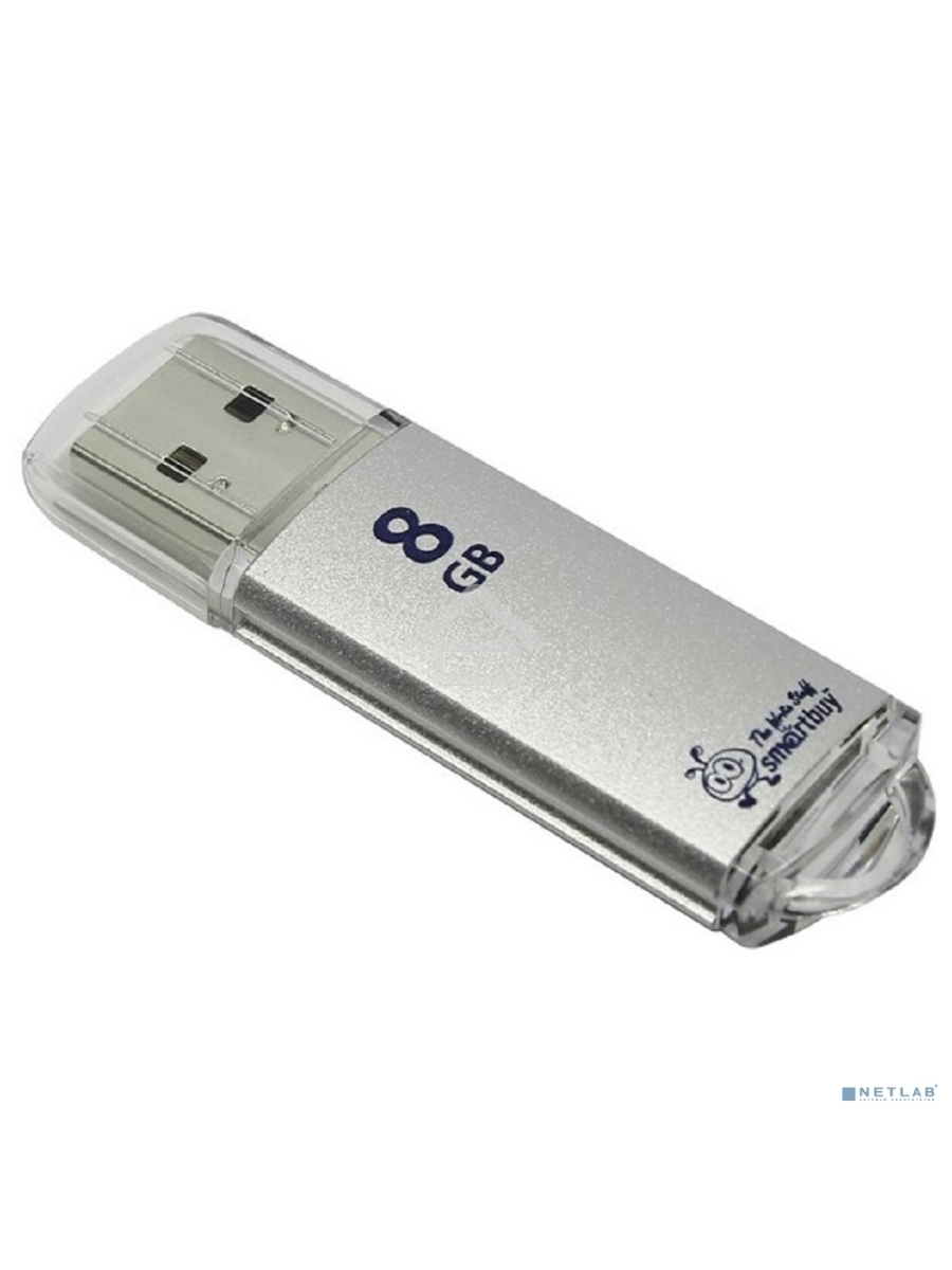 Флеш диск 8Gb USB Drive <USB2.0> Smartbuy V-Cut Silver (SB8GBVC-S)