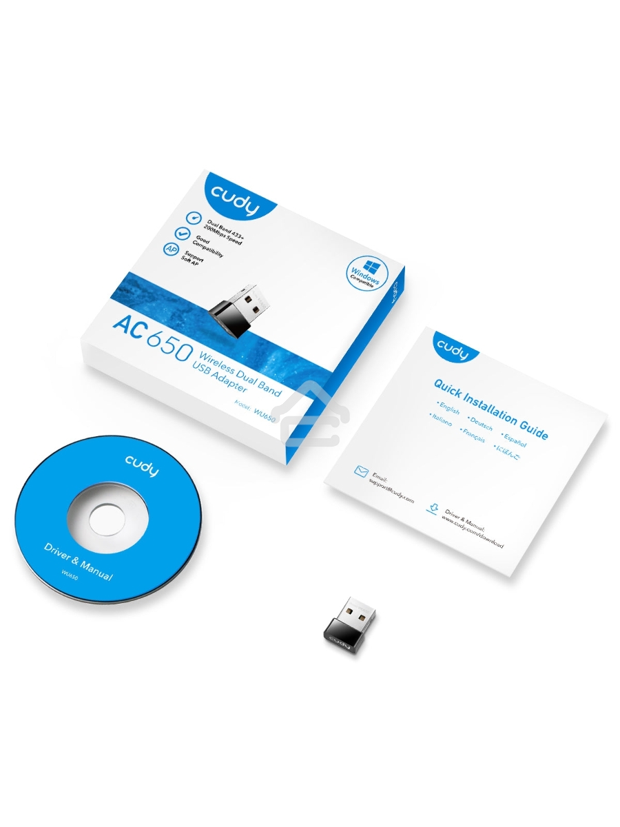 Сетевой адаптер Wi-Fi Cudy WU650 AC650 USB 2.0 (ант.внутр.) 1ант.