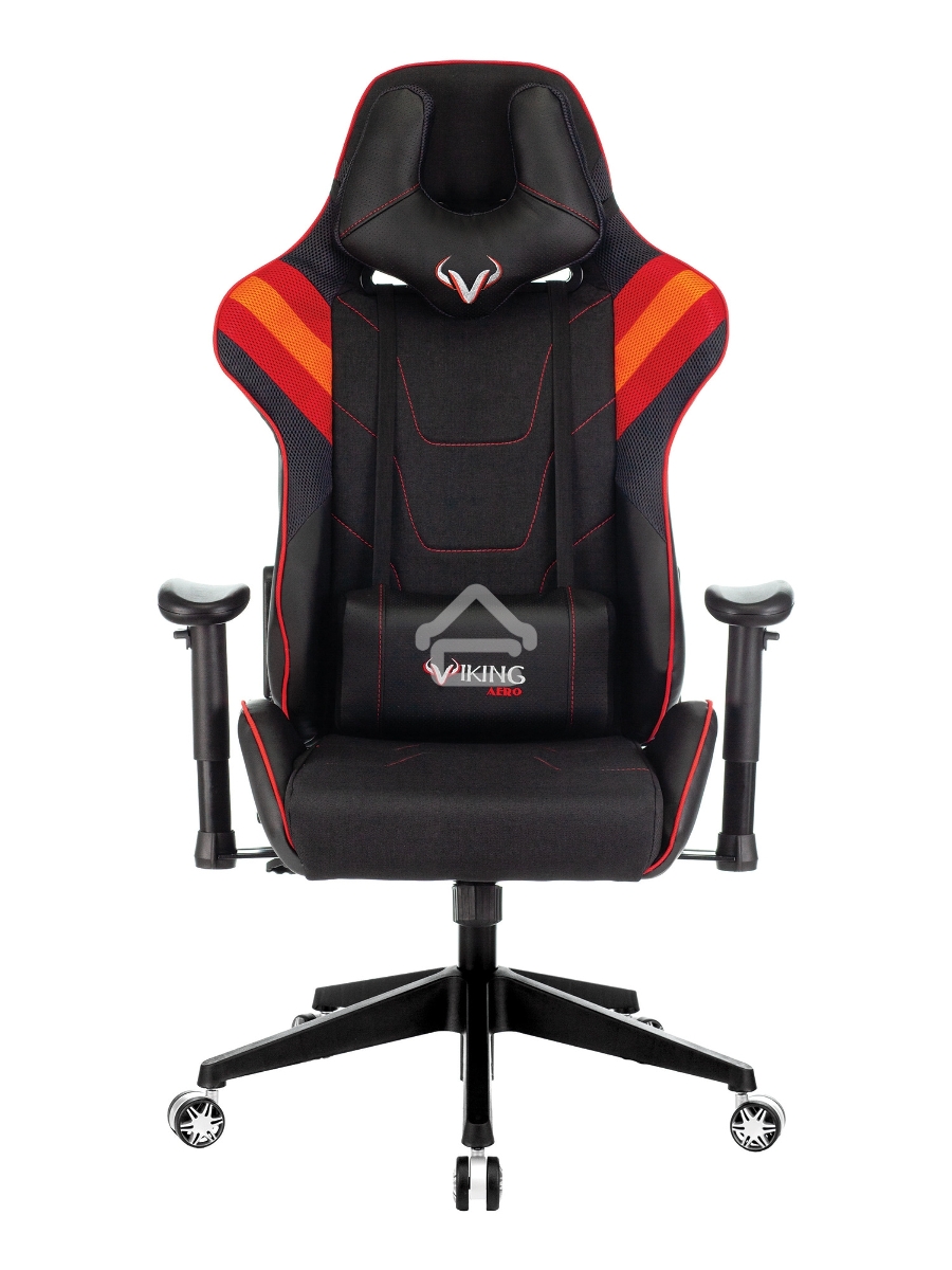 Кресло игровое Бюрократ VIKING 4 AERO RED две подушки черный/красный искусст.кожа/ткань