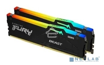 Оперативная память Kingston Fury Beast, DDR5, 32GB (2x16GB), 5200MHz, CL40, DIMM, с радиаторами, RGB, черный