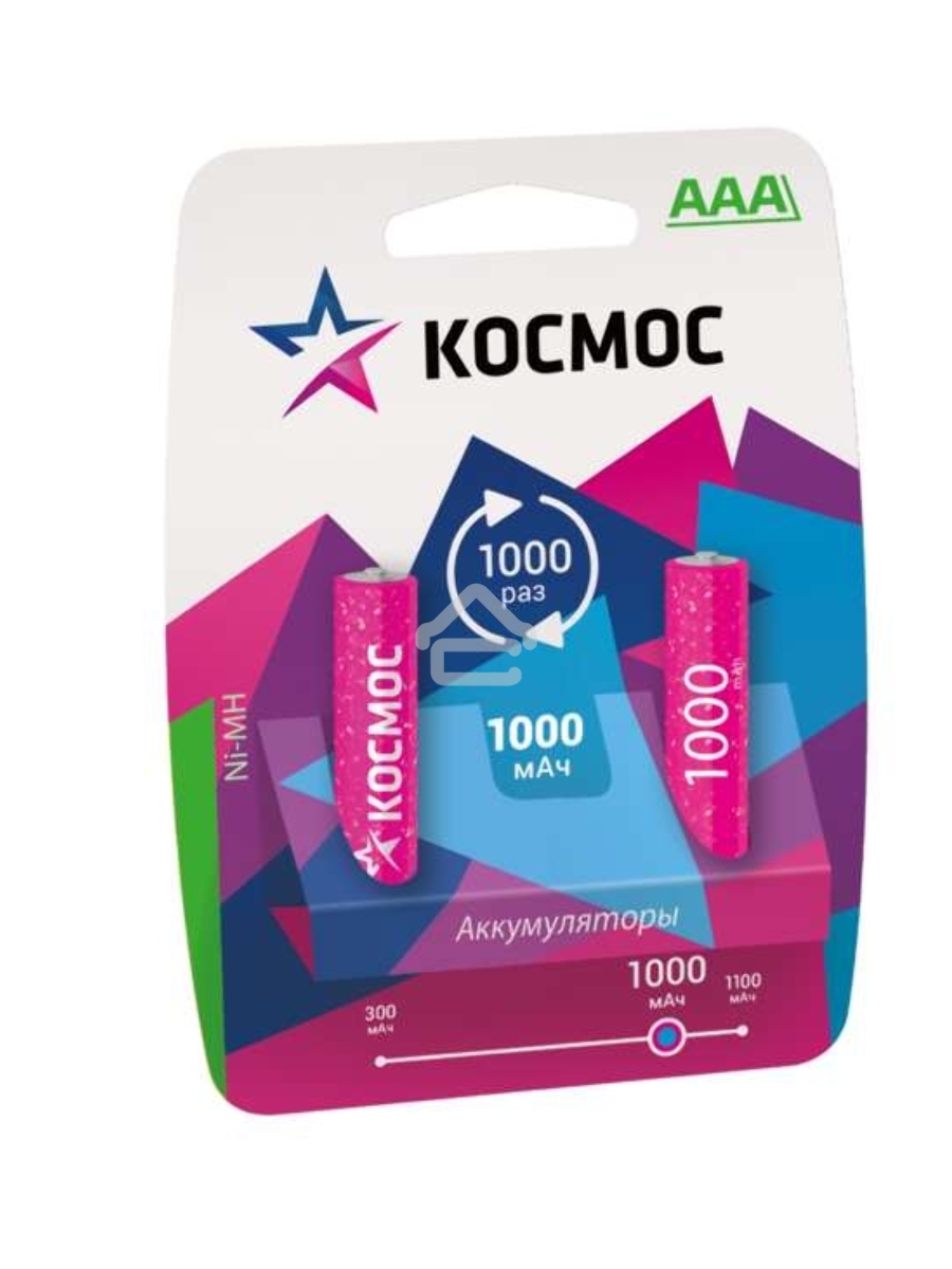 Аккумулятор КОСМОС KOCR03NIMH(1000MAH)R03 NiMn 1000мАч BP-2 (блист.2шт.) ЦЕНА ЗА 1 шт