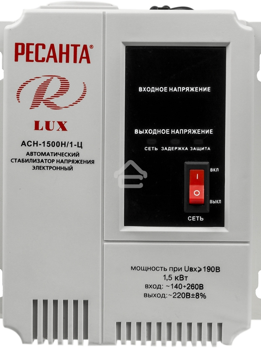 Стабилизаторы напряжения Ресанта АСН-1 500 Н/1-Ц 63/6/20 Стабилизатор Lux {220В±8%, Габариты 206х133х230, Вес 4,5кг}