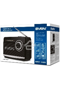 Радиоприёмник SVEN SRP-535 чёрный (3 Вт, FM/AM/SW, USB, SD/microSD, 900 мАч, 2 х D/UM, фонарь)