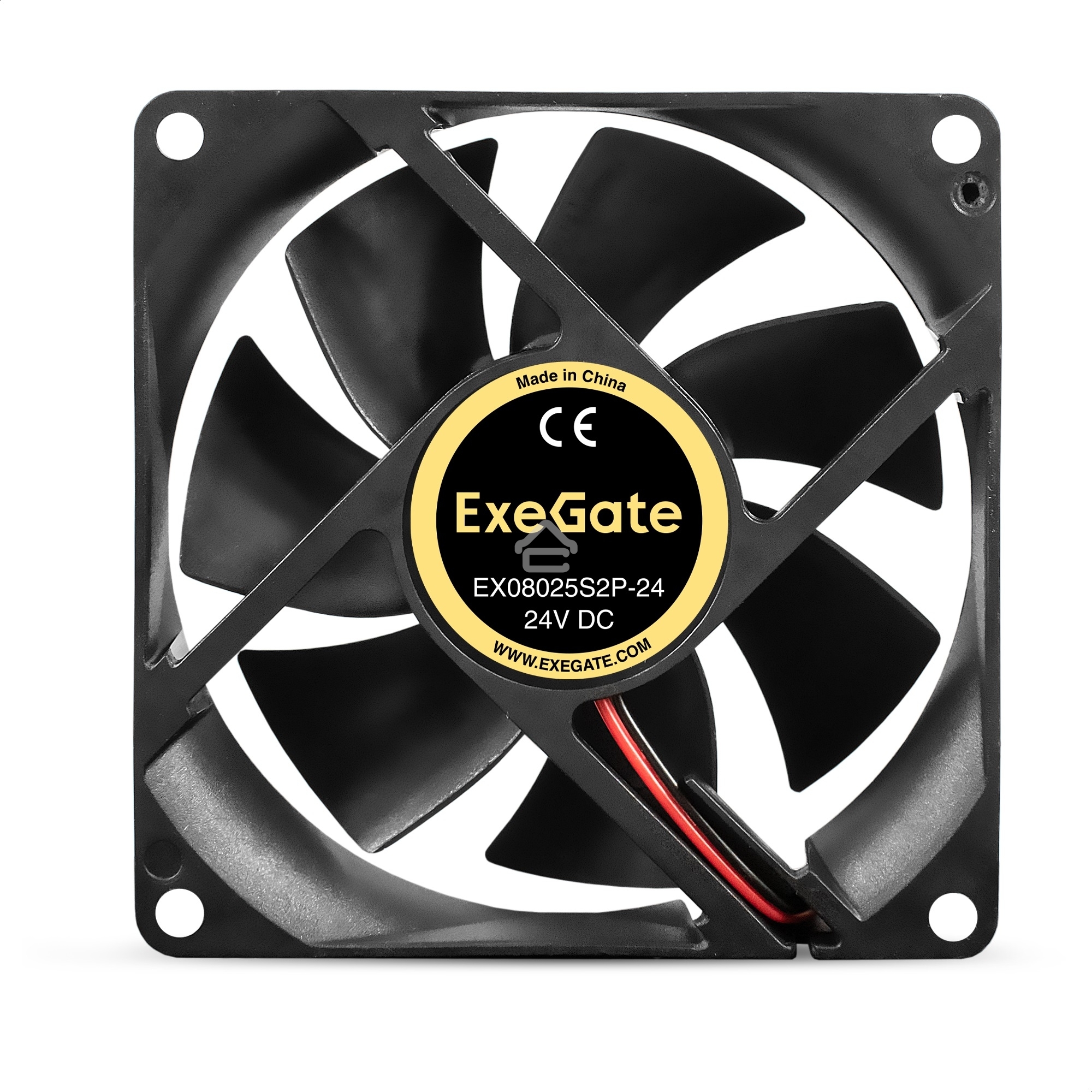 Вентилятор для корпуса ExeGate EX08025S2P-24 черный, 80 мм, 2800 об/мин, 28 дБ, 2 pin