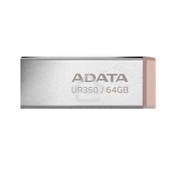 Флешка USB ADATA UR350 (UR350-64G-RSR/BG), 64Gb, USB 3.2, R/W 100/15, серебристый/коричневый