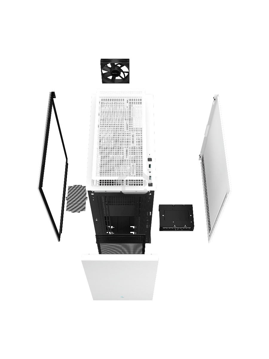 Компьютерный корпус Deepcool CH510 WH без БП, боковое окно (закаленное стекло), 1x120мм вентилятор сзади, белый, ATX