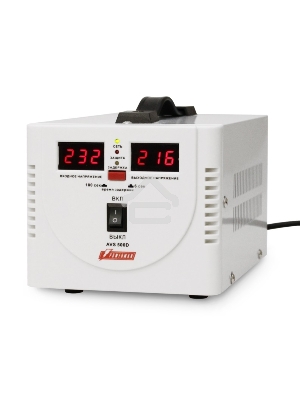 Стабилизатор напряжения Powerman AVS 500D White (220В±8% 500ВА,5А,КПД 98%, циф. индикация вх./вых.)