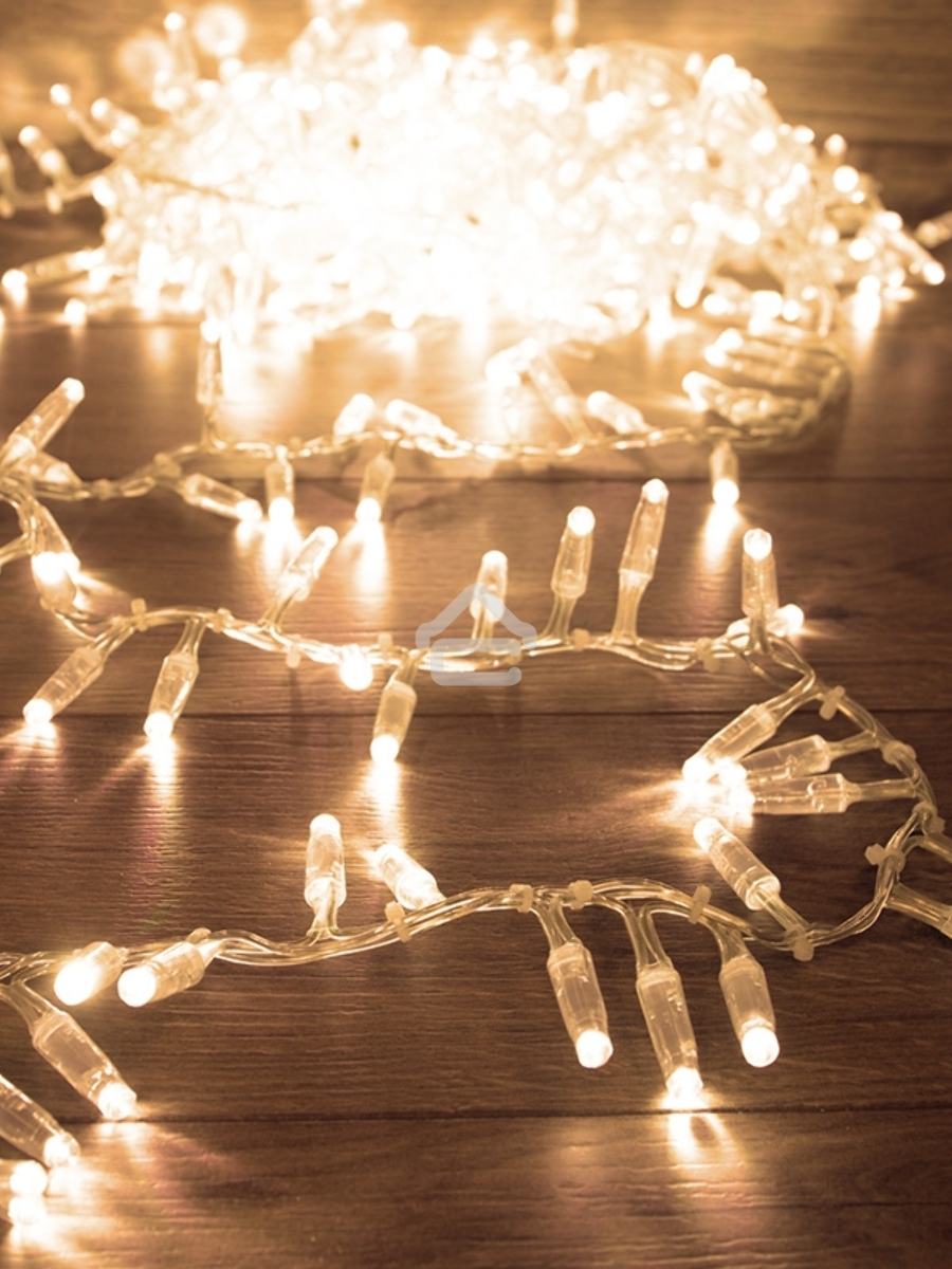 Гирлянда «Кластер» 10 м, 400 LED, прозрачный ПВХ, IP65, соединяемая, цвет свечения теплый белый NEON-NIGHT