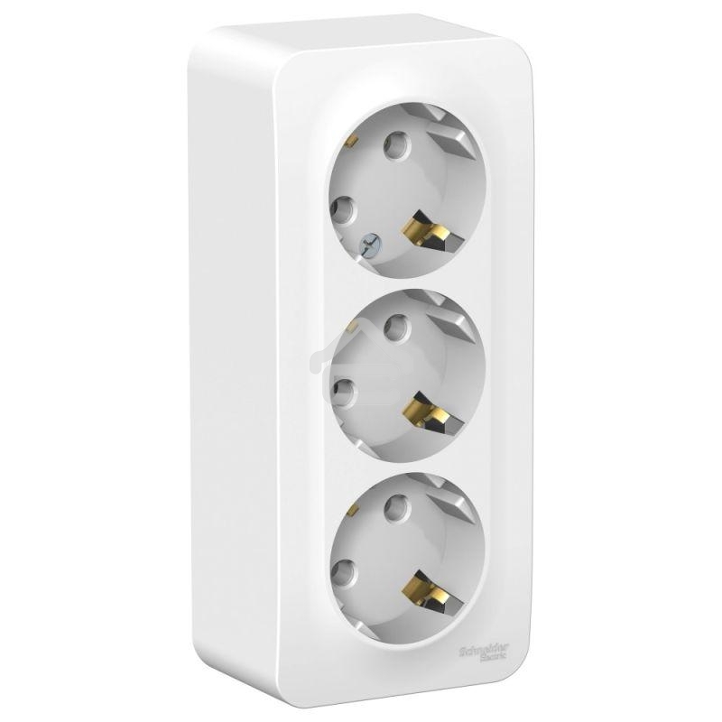 Розетка 3-м ОП Blanca 16А 250В без шторок с заземл. изол. пласт. бел. SchE BLNRA010311