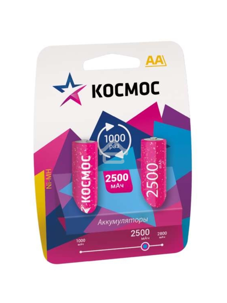 Аккумулятор R6 NI-MN 2500мА.ч BP-2 Космос KOCR6NIMH2500MAH2BL (ЦЕНА за 1 аккум., в блистере - 2 шт.)
