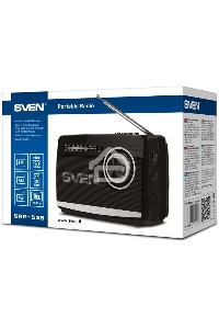 Радиоприёмник SVEN SRP-535 чёрный (3 Вт, FM/AM/SW, USB, SD/microSD, 900 мАч, 2 х D/UM, фонарь)