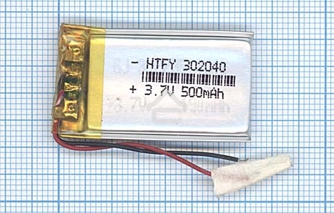 Аккумулятор Li-Pol (батарея) 3x20x40мм 2pin 3.7V/500mAh