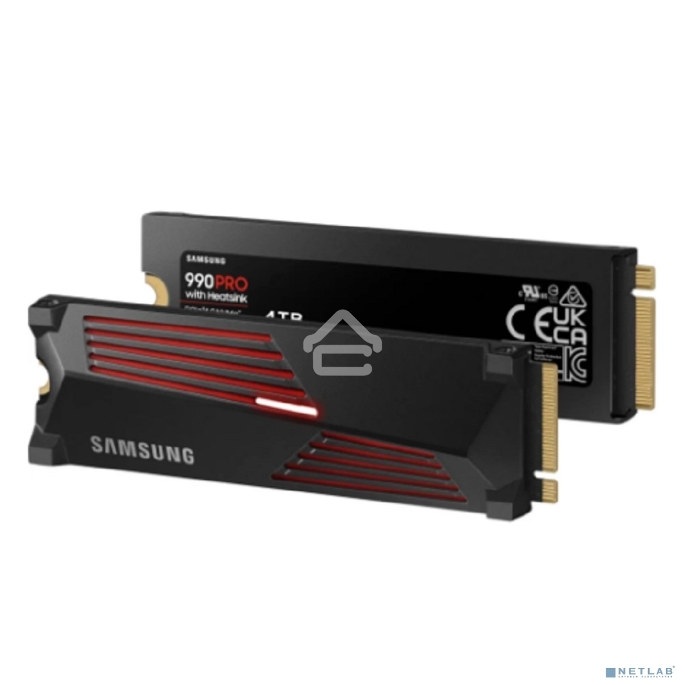 Накопитель SSD Samsung 990 Pro MZ-V9P4T0CW, 4Tb, PCIe 4.0 x4, M.2 2280, NVMe, R/W 7450/6900, с радиатором