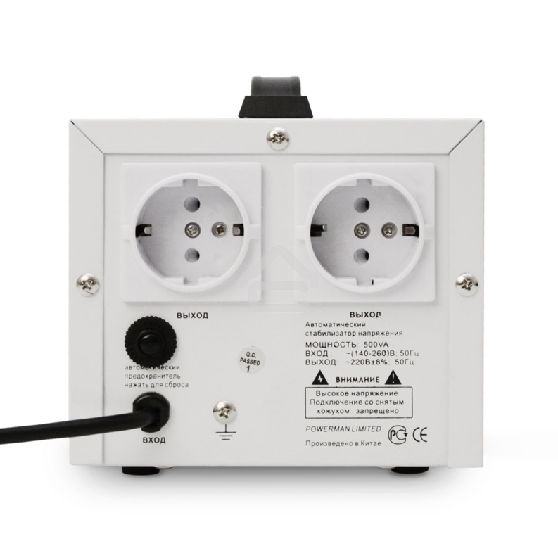 Стабилизатор напряжения Powerman AVS 500D белый (220В±8% 500ВА,5А,КПД 98%, циф. индикация вх./вых.)
