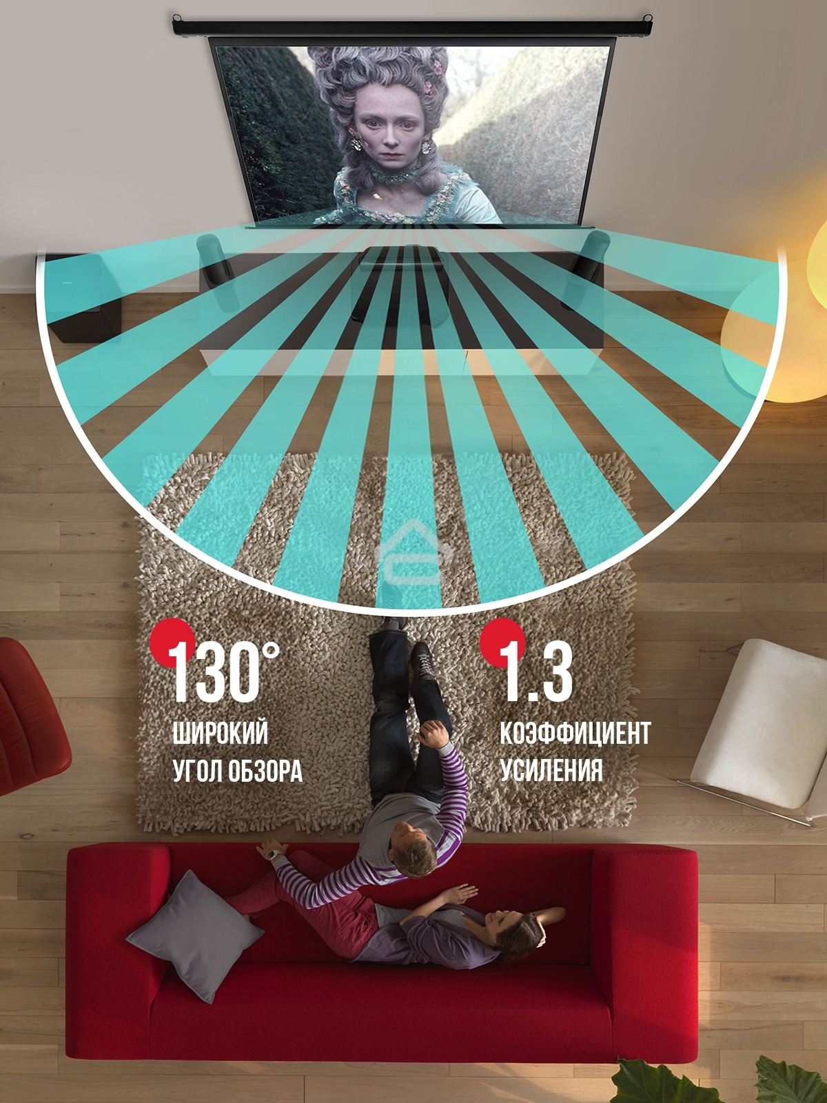 Экран для проектора S'OK Athena SGPSMS-442x249UHD на тросах с электроприводом, ПВХ+, белый к