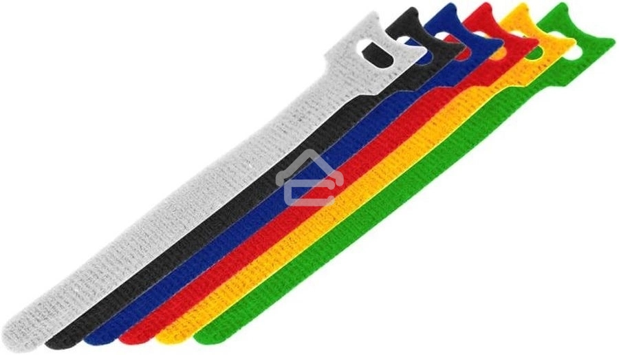 Набор хомутов-стяжек многоразовых на липучке Rexant 310х16 мм, цветная, упаковка 12 шт.