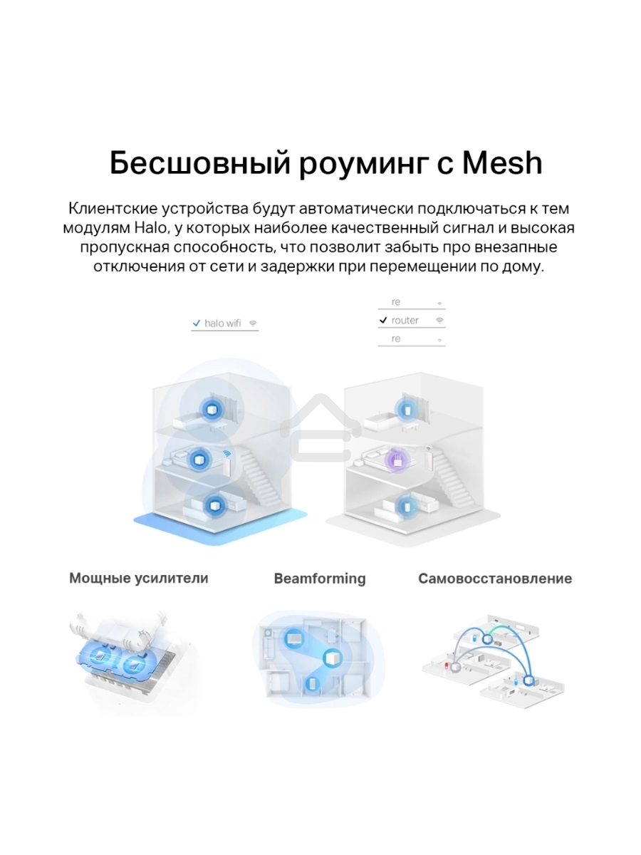 Бесшовный Mesh роутер Mercusys Halo H60X(2-pack) AX1500 10/100/1000BASE-TX белый (упак.:2шт)