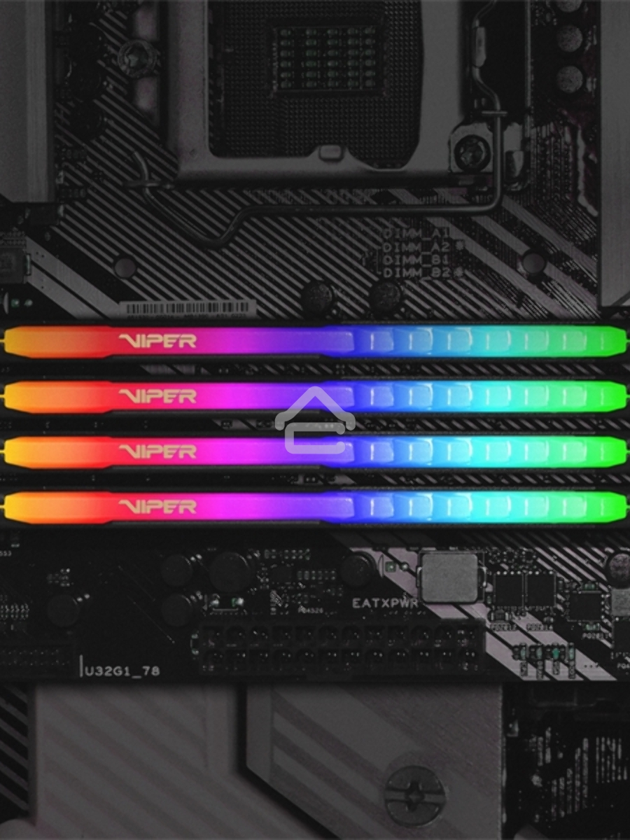 Оперативная память Patriot Viper Steel, DDR4, 16GB (2x8GB), 3600MHz, CL20, DIMM, с радиатором, RGB, черный