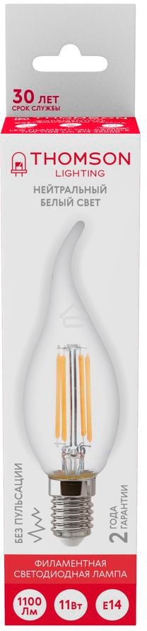 Лампа светодиодная Hiper THOMSON LED FILAMENT TAIL CANDLE 11W 1100Lm E14 4500K TH-B2080