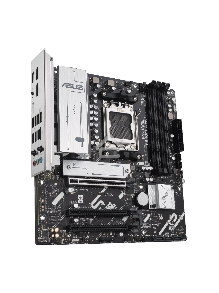Материнская плата ASUS PRIME B840M-A WIFI, AM5, AMD B840, 4xDDR5, 4xSATA III, 3xM.2, 1xPCIe 4.0 x16, 2xPCIe 3.0 x16 (x1), 2xDP, 1xHDMI, 1x 2.5Gb LAN, Wi-Fi 6E, 2xUSB-A 10Gbps, 1xUSB-C 5Gbps, 4xUSB-A 2.0, 3x3.5 мм, 7.1, micro-ATX