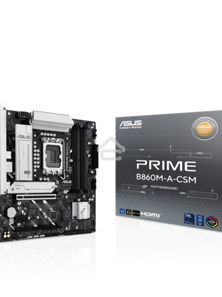 Материнская плата ASUS PRIME B860M-A-CSM, LGA1851, Intel B860, 4xDDR5, 4xSATA, 2xM.2, 1xPCIe 5.0 x16, 1xPCIe 4.0 x4, 1xPCIe x1, 2xDP, 1xHDMI, 1x2.5Gb LAN, 4xUSB 2.0, 2xUSB 3.2 Gen 1, 1xUSB 3.2 Gen 2, 1xUSB-C, 3x3.5 мм, 7.1, mATX