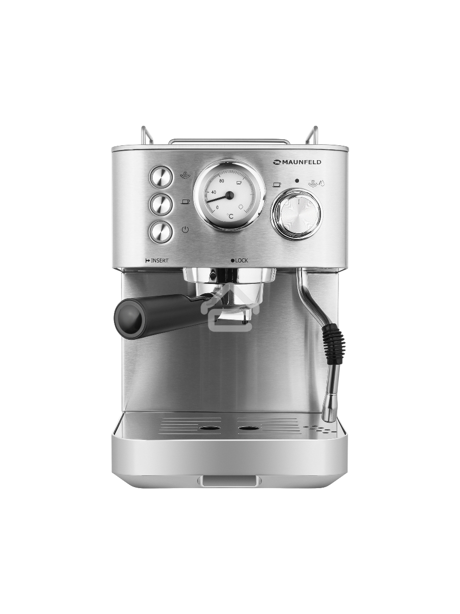 Кофеварка рожковая Maunfeld MF-721S PRO нержавеющая сталь, исп. кофе - молотый/чалды, 1.5 л, 1140 Вт, 15 Бар.