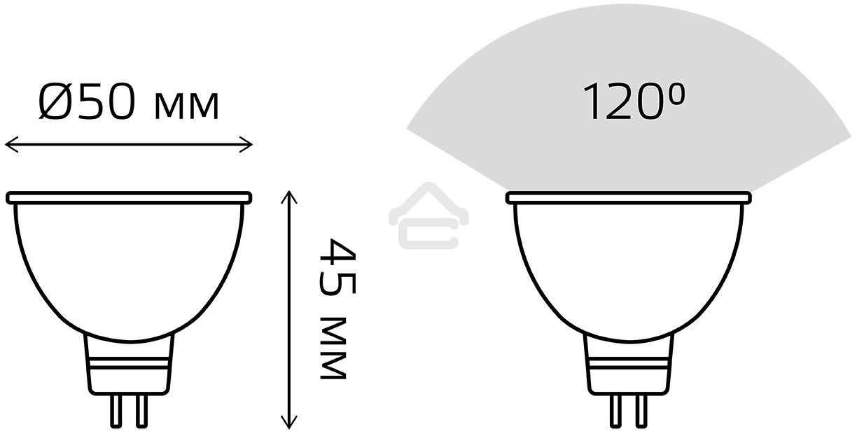 Лампа светодиодная Gauss 101505305 5Вт цок.: GU5.3 рефлек. 220B 6500K св. свеч. бел. хол. (упак.: 10 шт)