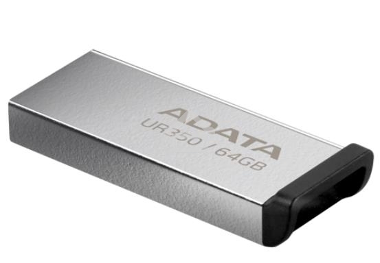 Флешка USB ADATA UR350 (UR350-64G-RSR/BK), 64Gb, USB 3.2, R/W 100/15, серебристый/черный