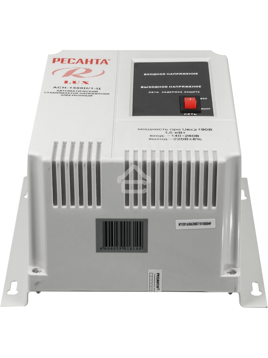 Стабилизаторы напряжения Ресанта АСН-1 500 Н/1-Ц 63/6/20 Стабилизатор Lux {220В±8%, Габариты 206х133х230, Вес 4,5кг}