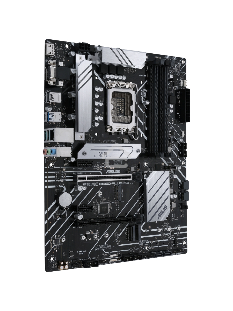 Материнская плата ASUS PRIME B660-PLUS D4, Socket LGA 1700, Intel B660, 4xDDR4, 4xSATA, 3xM.2, 1xPCIe 4.0 x16, 1xPCIe 3.0 x4, 1xHDMI, 1xDP, 1xVGA, 1x 1Gb LAN, 1xUSB-C 3.2 Gen 2x2, 2xUSB-A 3.2 Gen 2, 1xUSB-A 3.2 Gen 1, 2xUSB-A 2.0, 7.1, ATX