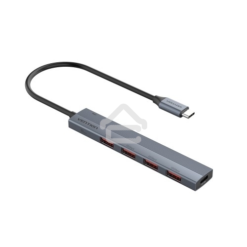 Концентратор Vention OTG USB 3.2 Gen 2 Type-C на 4 USB порта + USB-C PD Серый - 0.15м.