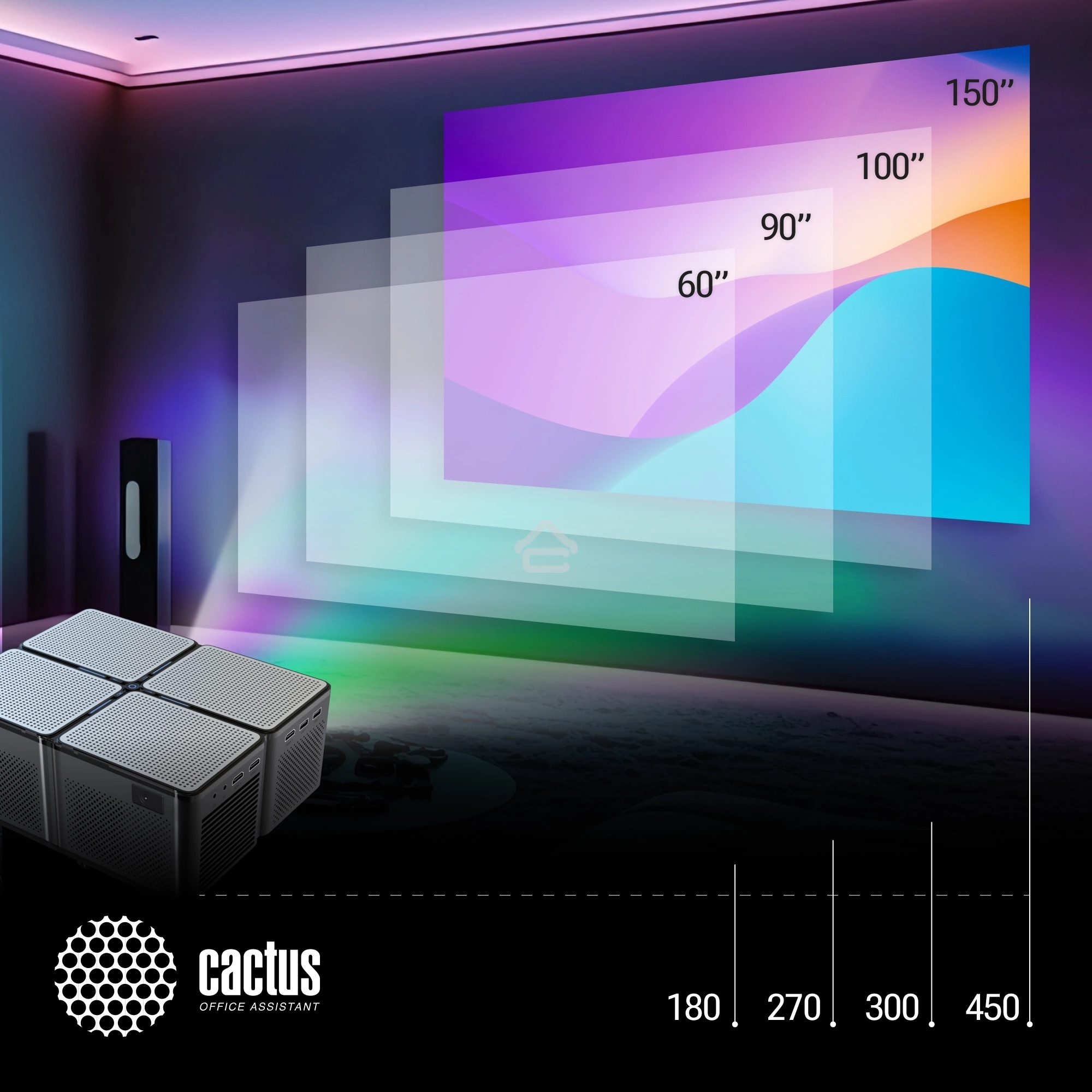 Проектор Cactus CS-PRO.03B.Full HD-A LCD 7500Lm LS 750Lm ANSI (1920x1080) 2300:1 ресурс лампы:30000часов 2xUSB typeA 3xHDMI 1.73кг