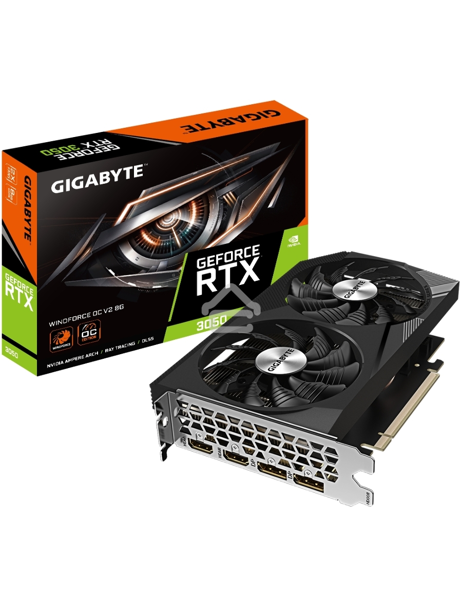 Видеокарта GIGABYTE GV-N3050WF2OCV2-8GD NVIDIA GeForce RTX3050 8Gb GDDR6 128bit 2xHDMI 2xDP