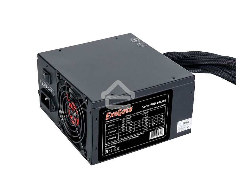 Блок питания серверный 600W ExeGate (RM-600ADS) APFC,2х8см fan, 20+4pin/(4+4)pin, 2xPCI-E, 9xSATA