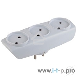 Бытовые удлинители ЭРА SP-3-W белый Тройник 3гн, без заземл.
