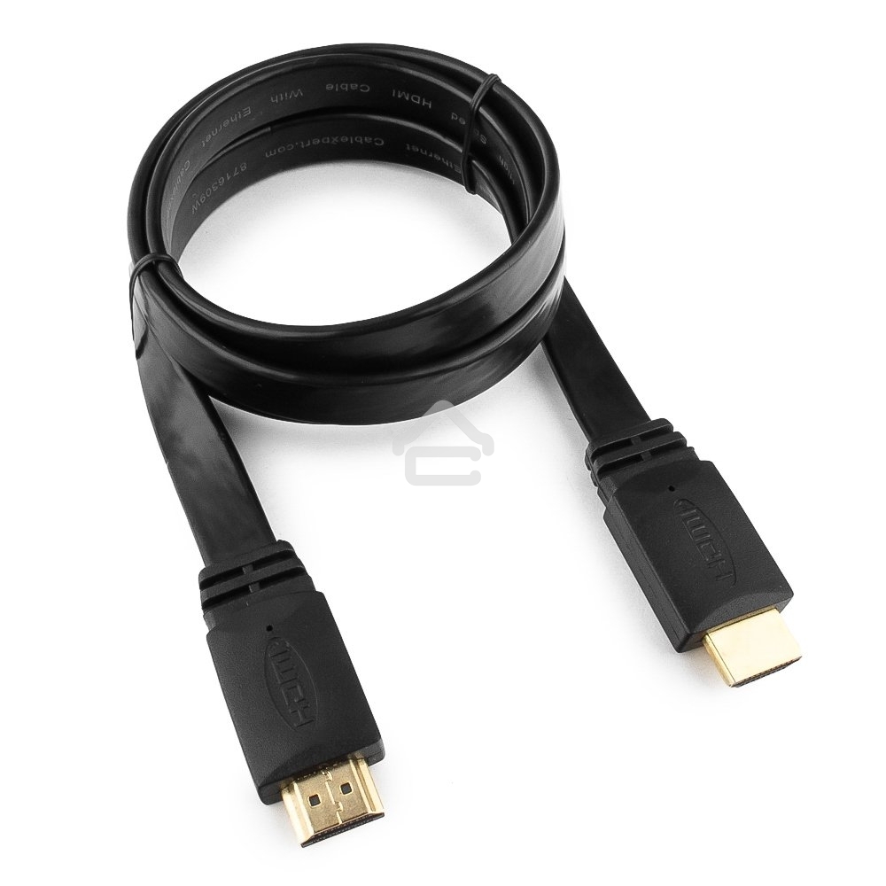 Кабель Cablexpert HDMI CC-HDMI490-15, 19M/19M, v2.0, медь, позол.разъемы, экран, плоский кабель, 1м, черный, пакет