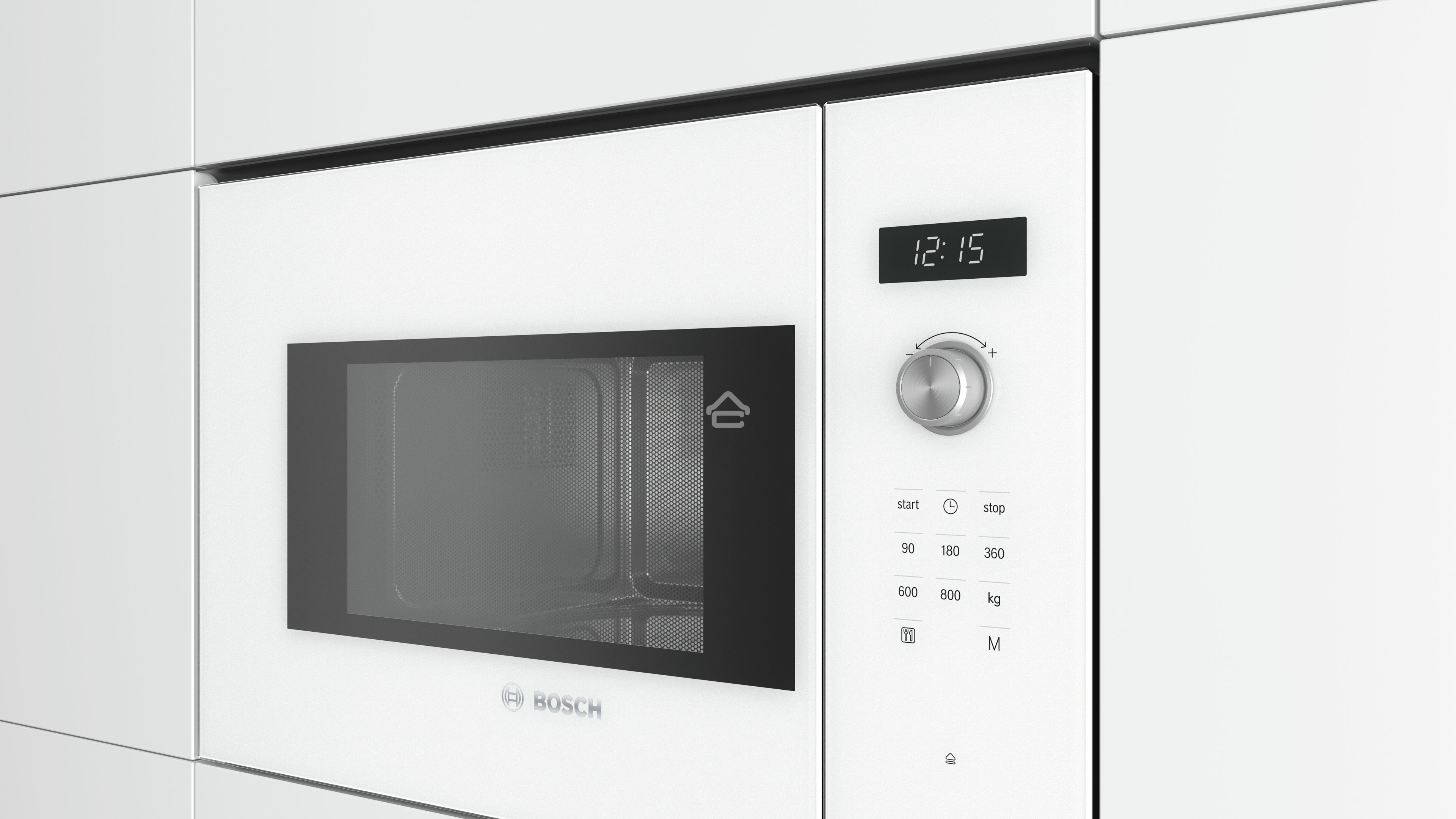 Микроволновая печь встраиваемая Bosch BFL524MW0 белый, 20 л, 800 Вт, переключатели - поворотный механизм/сенсор