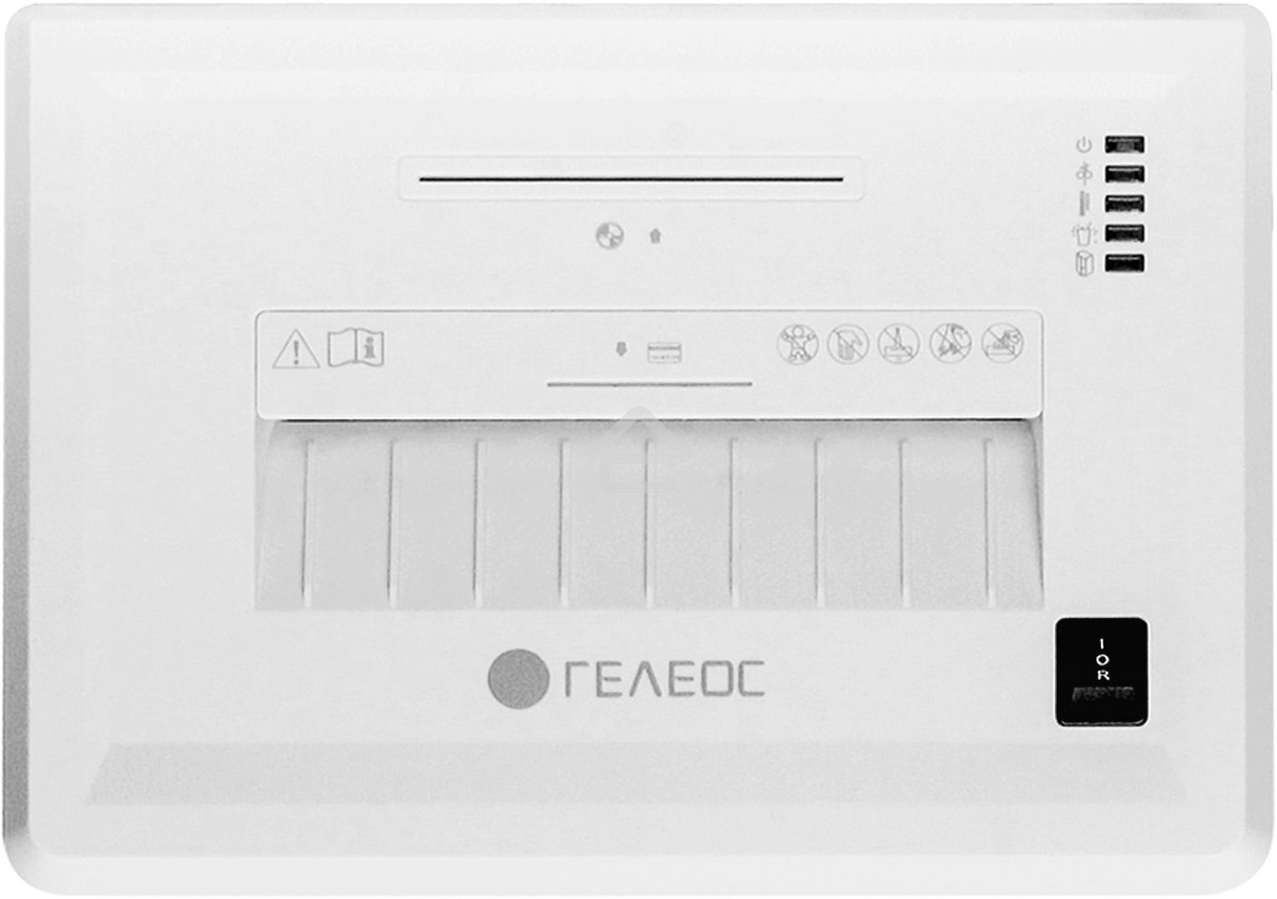 Шредер ГЕЛЕОС УМ26-5 (DIN P-5) фрагмент 1,9x10мм, 11 листов (70гр./м²), 26 литров, Уничт.скобы,скрепки,пл.карты,CD