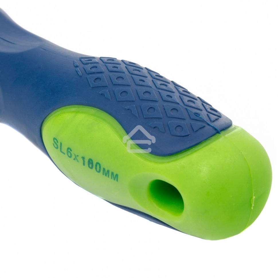 Отвертка, SL6,0 х 100 мм, CrV, двухкомпонентная рукоятка Сибртех