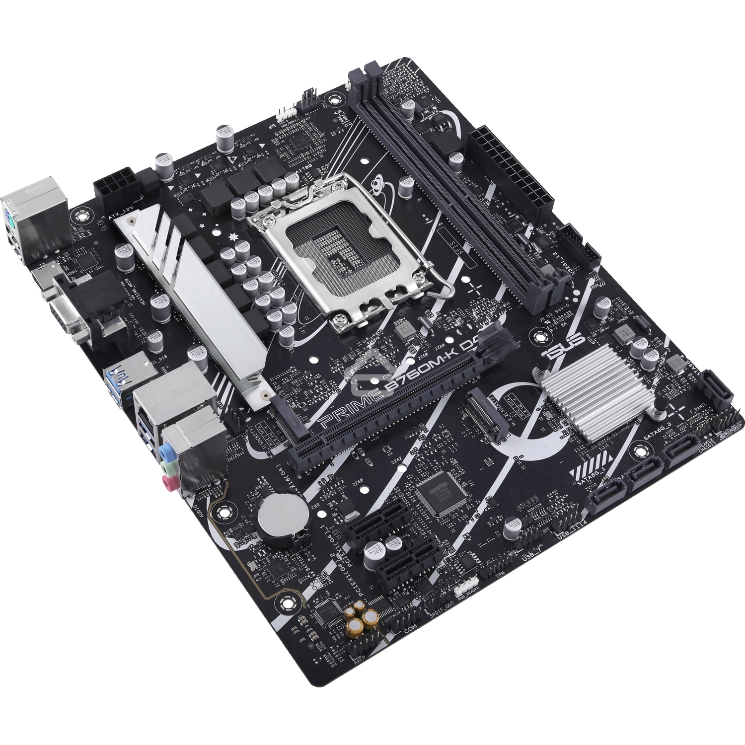 Материнская плата ASUS PRIME B760M-K D4, LGA 1700, Intel B760, 2xDDR4, 4xSATA, 2xM.2, 1xPCIe 4.0 x16, 2xPCIe x1, 1xHDMI, 1xVGA, 1x 2.5Gb LAN, 2xUSB-A 3.2 Gen 1, 2xUSB-A 2.0, 3x3.5 мм, 7.1, mATX