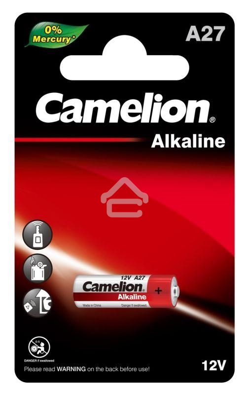 Элемент питания алкалиновый для пультов сигнализаций Camelion LR27A Mercury Free A27-BP1 12В BL-1 (блист.1шт)