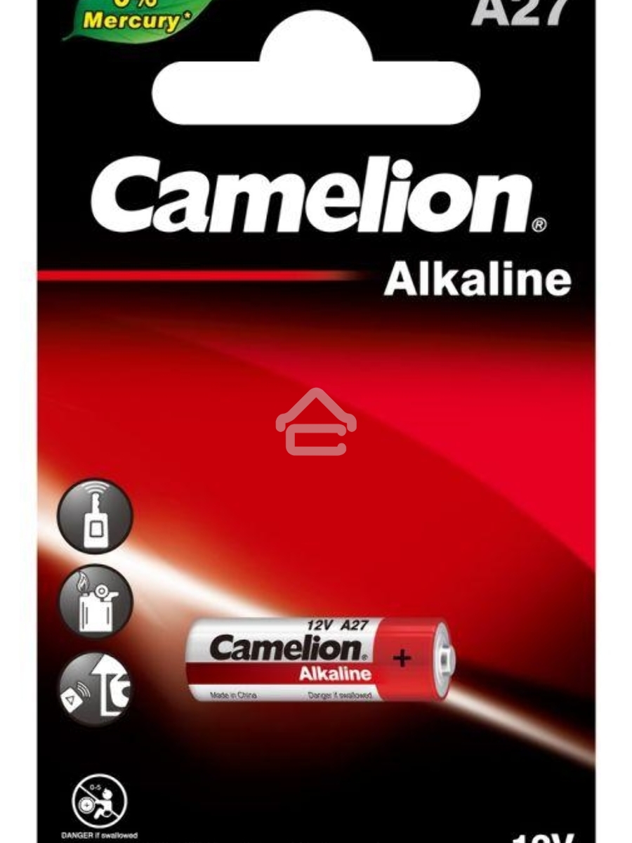Элемент питания алкалиновый для пультов сигнализаций Camelion LR27A Mercury Free A27-BP1 12В BL-1 (блист.1шт)