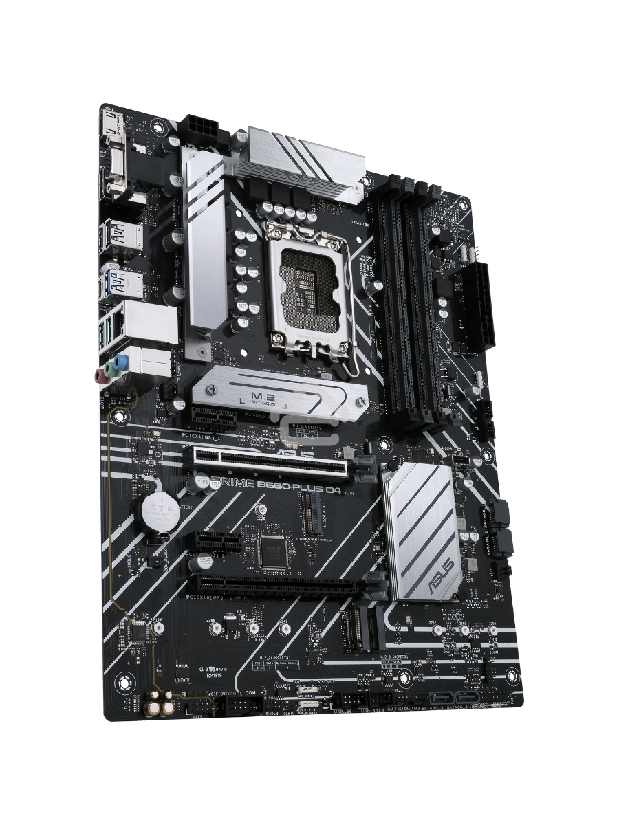 Материнская плата ASUS PRIME B660-PLUS D4, Socket LGA 1700, Intel B660, 4xDDR4, 4xSATA, 3xM.2, 1xPCIe 4.0 x16, 1xPCIe 3.0 x4, 1xHDMI, 1xDP, 1xVGA, 1x 1Gb LAN, 1xUSB-C 3.2 Gen 2x2, 2xUSB-A 3.2 Gen 2, 1xUSB-A 3.2 Gen 1, 2xUSB-A 2.0, 7.1, ATX
