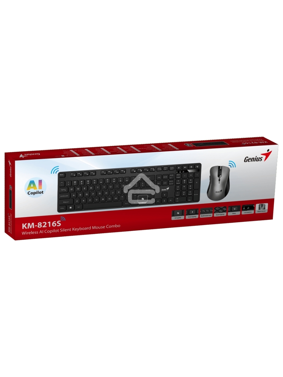Комплект клавиатура + мышь беспроводной Genius KM-8216S, 2.4GHz, KM-8216S + Ergo 8100S AI