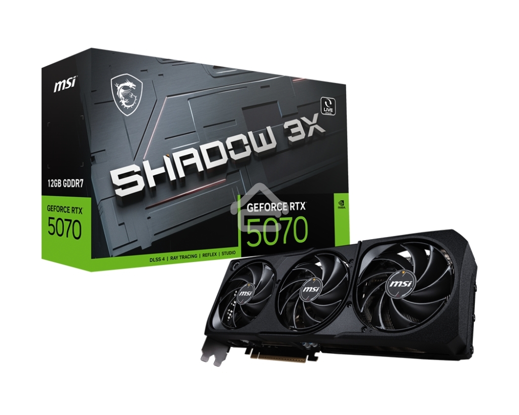 Видеокарта MSI PCI-E RTX 5070 12G SHADOW 3X OC NVIDIA GeForce RTX 5070 12Gb 192bit GDDR7 2542/28000 HDMIx1 DPx3 HDCP Ret