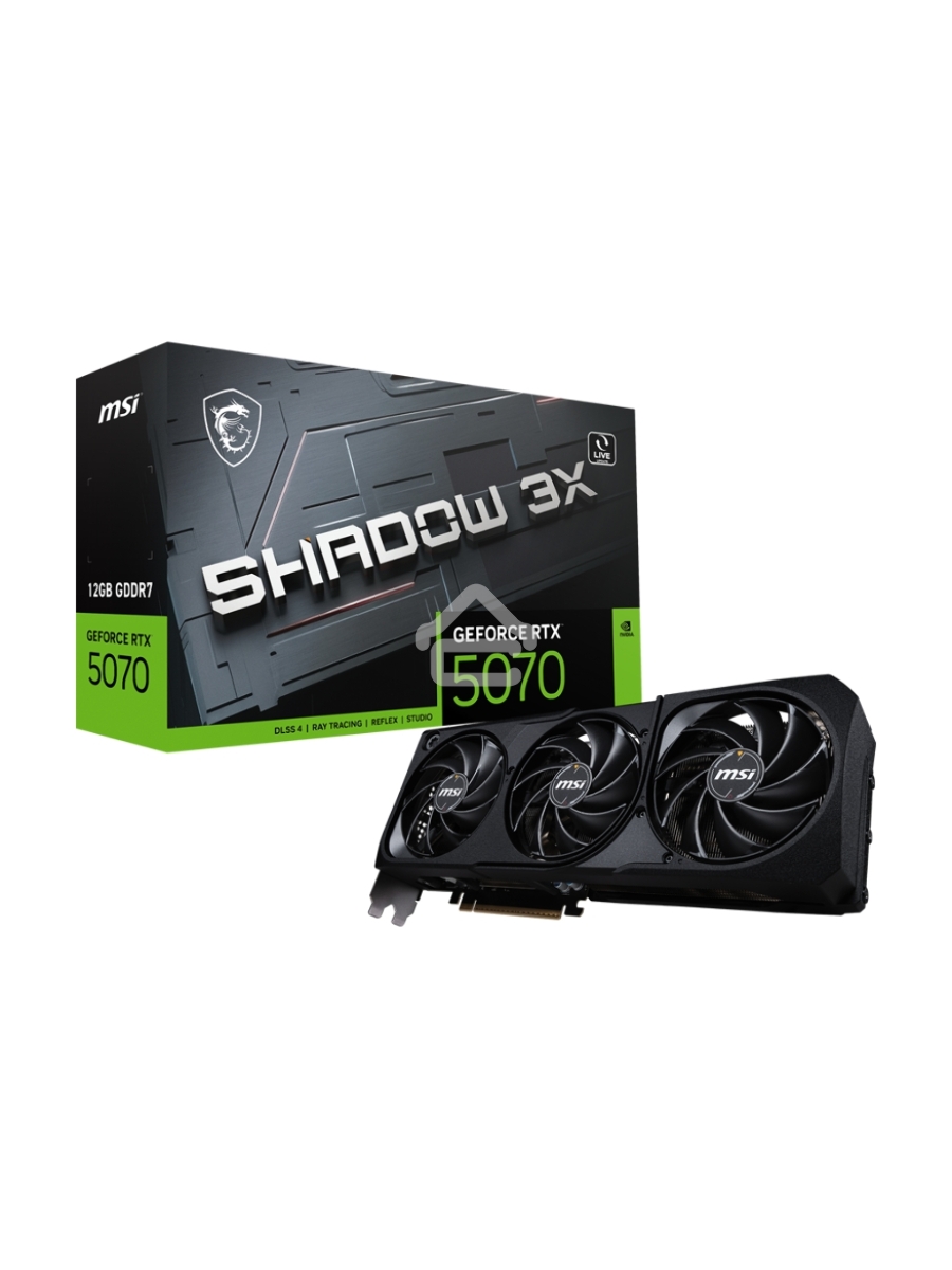 Видеокарта MSI PCI-E RTX 5070 12G SHADOW 3X OC NVIDIA GeForce RTX 5070 12Gb 192bit GDDR7 2542/28000 HDMIx1 DPx3 HDCP Ret