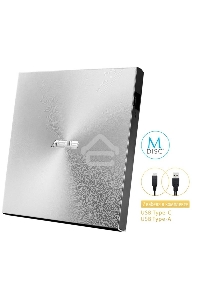 Привод DVD-RW Asus SDRW-08U9M-U серебристый USB slim ultra slim M-Disk Mac внешний RTL